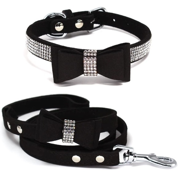 Diamond Fabulous Leash And Collar Bow Set XS - Picture 11 of 12